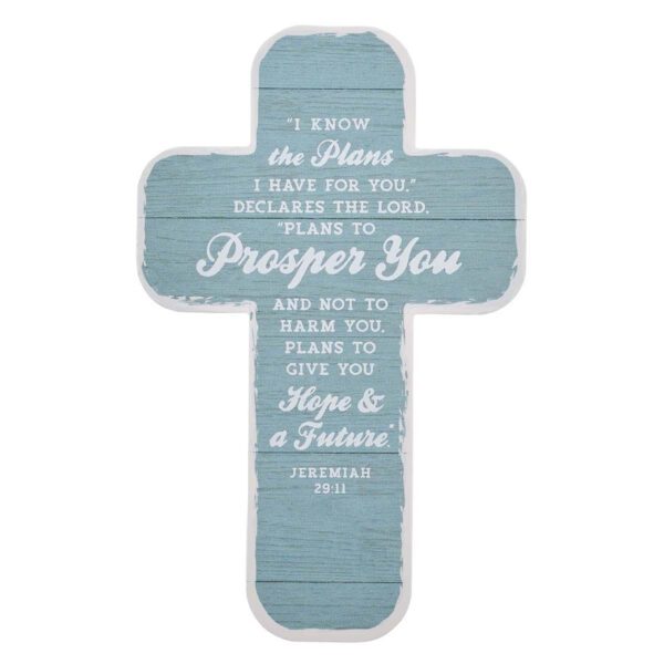 Cross Bookmark Blue Wood I Know the Plans Jer. 29:11