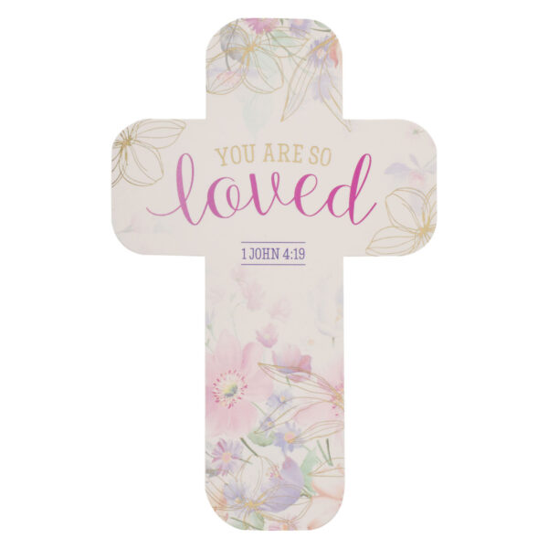 Cross Bookmark Purple Floral You are Loved 1 John 4:19