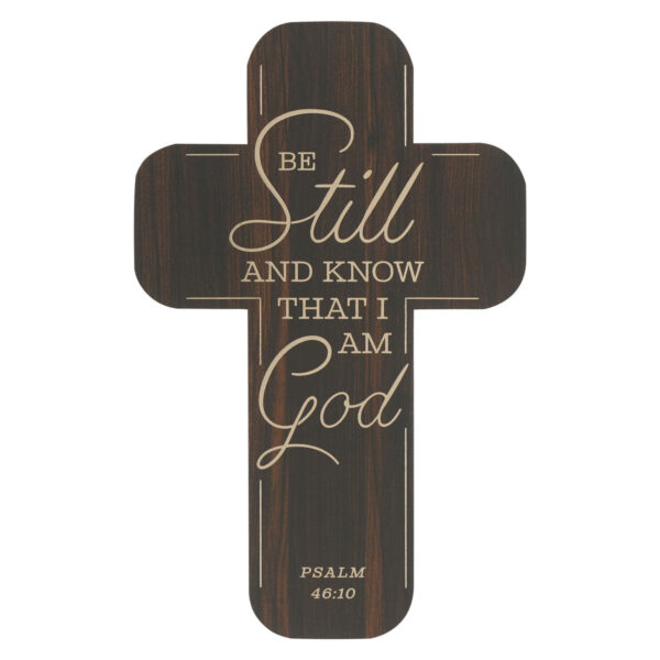 Cross Bookmark Woodgrain Be Still Ps. 46:10