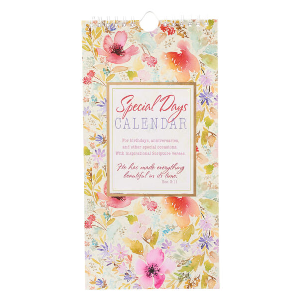 Special Days Calendar Floral Watercolor Everything Beautiful Eccl. 3:11