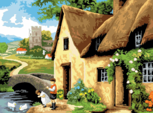 Image of Paint by Number – Cottage On The River – Adult