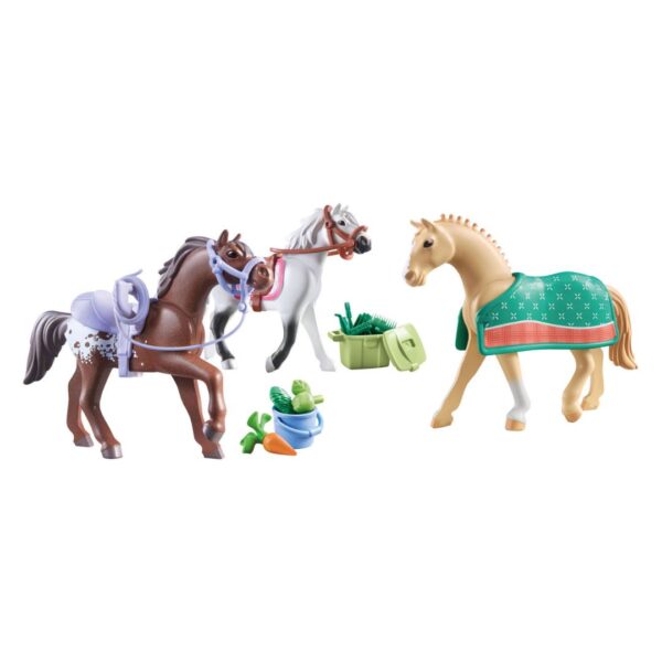 Playmobil Horses of Waterfall - Three Horses w/ Saddles - Image 2