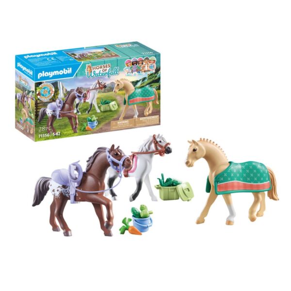 Playmobil Horses of Waterfall - Three Horses w/ Saddles - Image 3