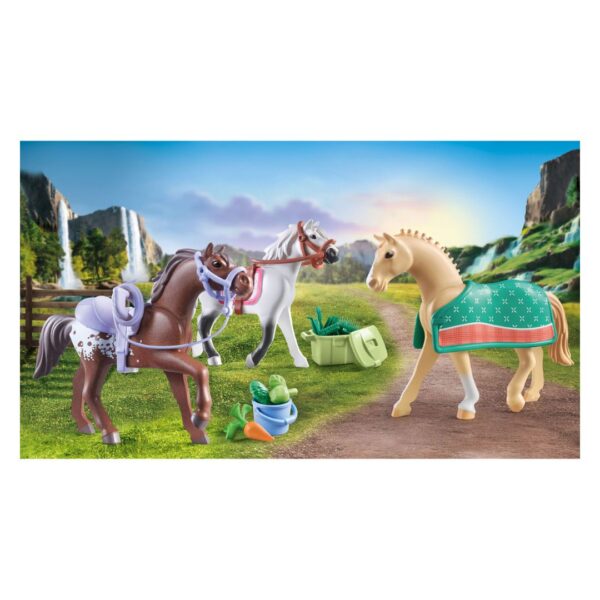 Playmobil Horses of Waterfall - Three Horses w/ Saddles - Image 5