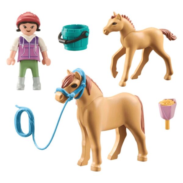 Playmobil Horses of Waterfall - Child w/ Pony & Foal - Image 2