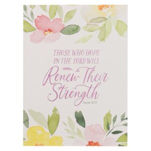 Image of Notebook Bound Pink Floral Renew Their Strength Isa. 40:31